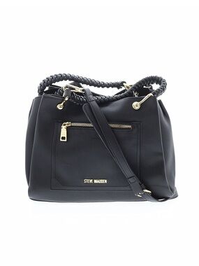 Steve Madden Black Braided-Handle Shoulder Tote